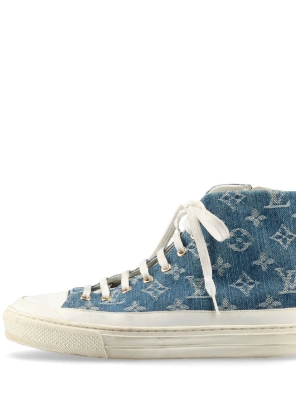 Louis Vuitton Stellar Denim Leather High-top Sneakers Blue x White